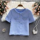 Round-neck Pocket Short-sleeve Jacket