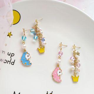 Non-matching Unicorn & Crown Dangle Earring