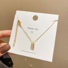 Rhinestone Pendant Stainless Steel Necklace X567 - Gold - One Size