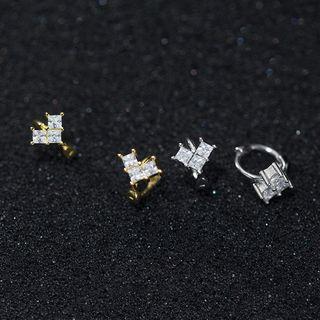 925 Sterling Silver Rhinestone Rose Earring