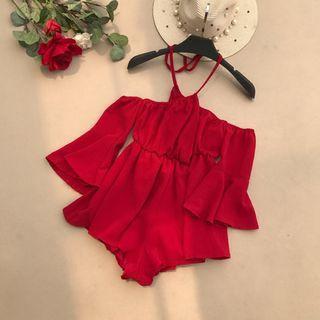 Cold Shoulder Bell Sleeve Playsuit