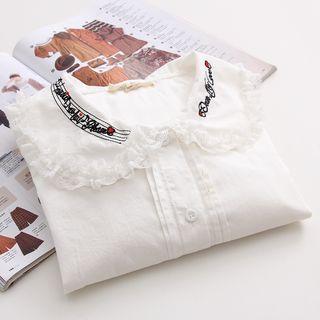 Embroidered Musical Long-sleeve Blouse