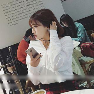 Off-shoulder Long-sleeve Shirt