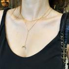 Crescent Tiered Chain Y-necklace Gold - One Size