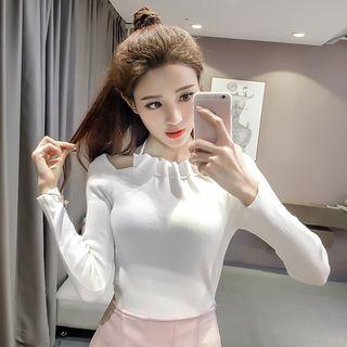Long-sleeve Halter Knit Top