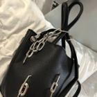 Chained Faux Leather Bucket Bag Black - One Size
