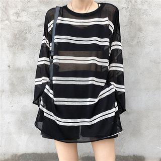Striped See-through Knit Top