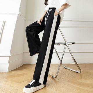 High Waist Two-tone Wide Leg Pants