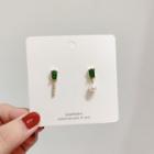 Non-matching Faux Pearl Rhinestone Earring 1 Pair - Emerald - One Size