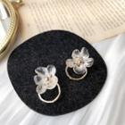 Flower Stud Earring 1 Pair - White & Gold - One Size