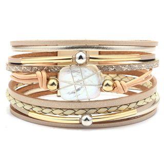 Pearl Faux Leather Layered Bracelet