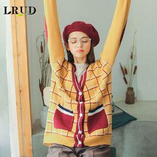 Plaid Pocketed Cardigan