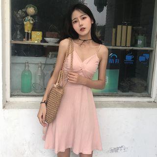Spaghetti-strap Twisted A-line Minidress