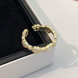 Heart Faux Cat Eye Stone Alloy Ring 01 - Gold - One Size