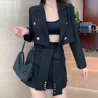 Cropped Blazer / Tie-waist Pencil Skirt