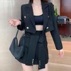 Cropped Blazer / Tie-waist Pencil Skirt