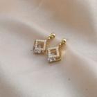 Square Faux Pearl Rhinestone Dangle Earring 1 Pair - E2030-3 - Gold - One Size