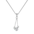 14k/585 White Gold Triple Bead Diamond Cut Drop Necklace