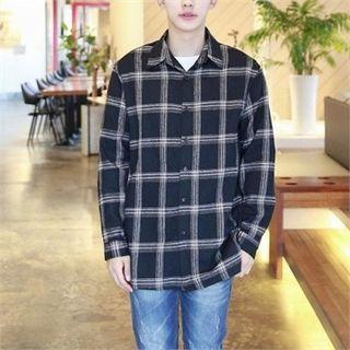 Slit-hem Check Shirt