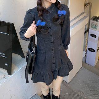 Long-sleeve Single Breasted Denim Dress