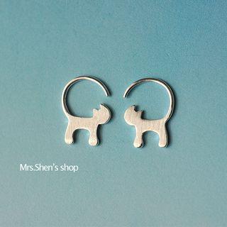 Sterling Silver Cat Swing Earring