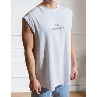 Letter Sleeveless Seam-detail T-shirt
