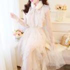 Long-sleeve Buttoned Ruffled Layered Dress