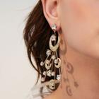 Faux Crystal Moon & Star Fringed Earring 1 Pair - 925 Silver - One Size
