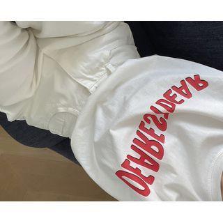[dearest] Letter Round-neck T-shirt Ivory - One Size