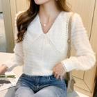 Long Sleeve Doll Collar Lace Fleece Lined Shirt