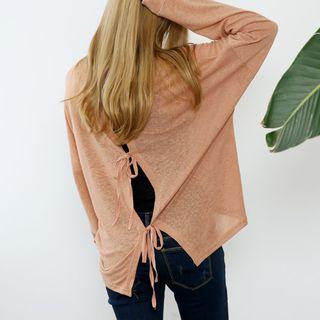 Long-sleeve Tie-back T-shirt
