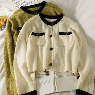 Contrasted Button-up Cropped Cardigan