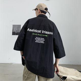 3/4-sleeve Letter Cargo Shirt