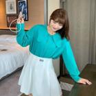 Long-sleeve Peter Pan Collar Plain Shirt