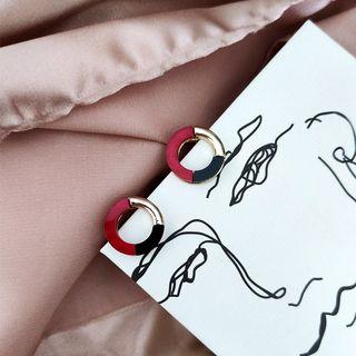 Colour Block Hoop Earring Red - One Size