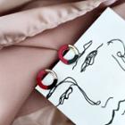Colour Block Hoop Earring Red - One Size