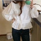 Lace Peplum Shirt White - One Size