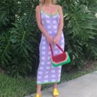 Strappy Plaid Midi Knit Dress