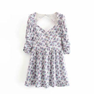 Floral Cutout Mini A-line Dress