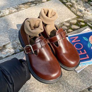 T Bar Faux Leather Flats