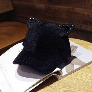 Studded Ear-accent Baseball Cap