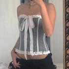 Ruffle Trim Gingham Corset Top