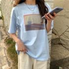 Short-sleeve Cup Print T-shirt