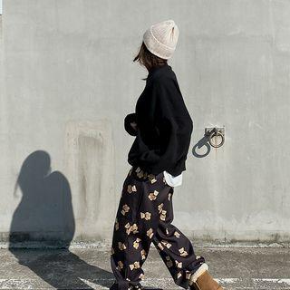 Bear Print Napped Pants