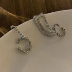 Rhinestone Chained Alloy Cuff Earring 1 Pair - Silver - One Size