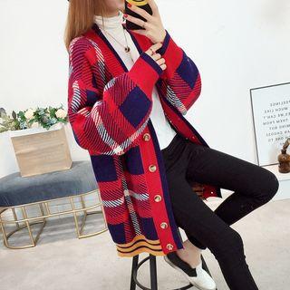 Loose-fit Plaid Cardigan