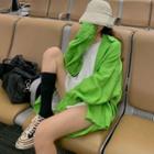 Dip-back Bubble-sleeve Loose Shirt / V-neck Loose T-shirt