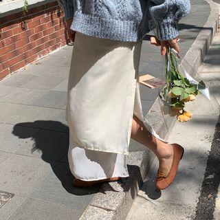 Split-side Paneled Midi A-line Skirt