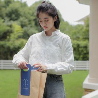 Plain Pocket Button-up Oversize Shirt White - One Size