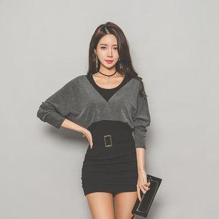 Inset Jacket Buckled Mini Bodycon Dress
